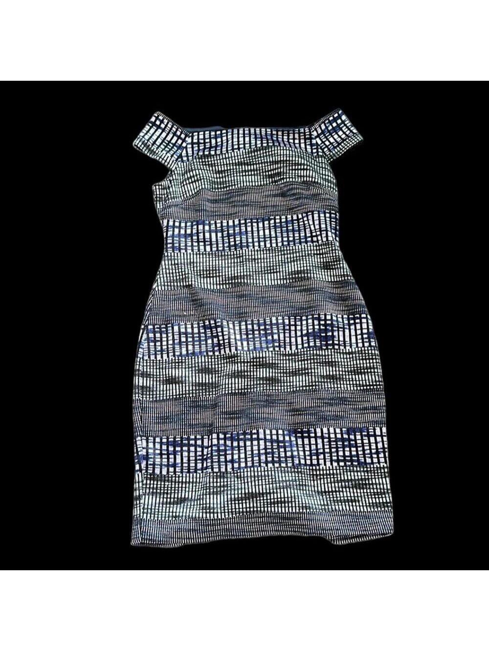 Vince Camuto | Women’s Black & Blue Off Shoulder Dress | Size 10 | 0719